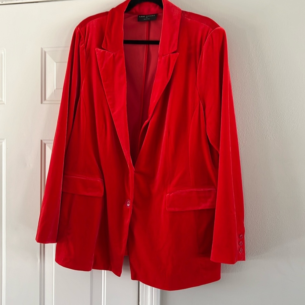 Red Velvet Like Blazer 2 button- Lane Bryant